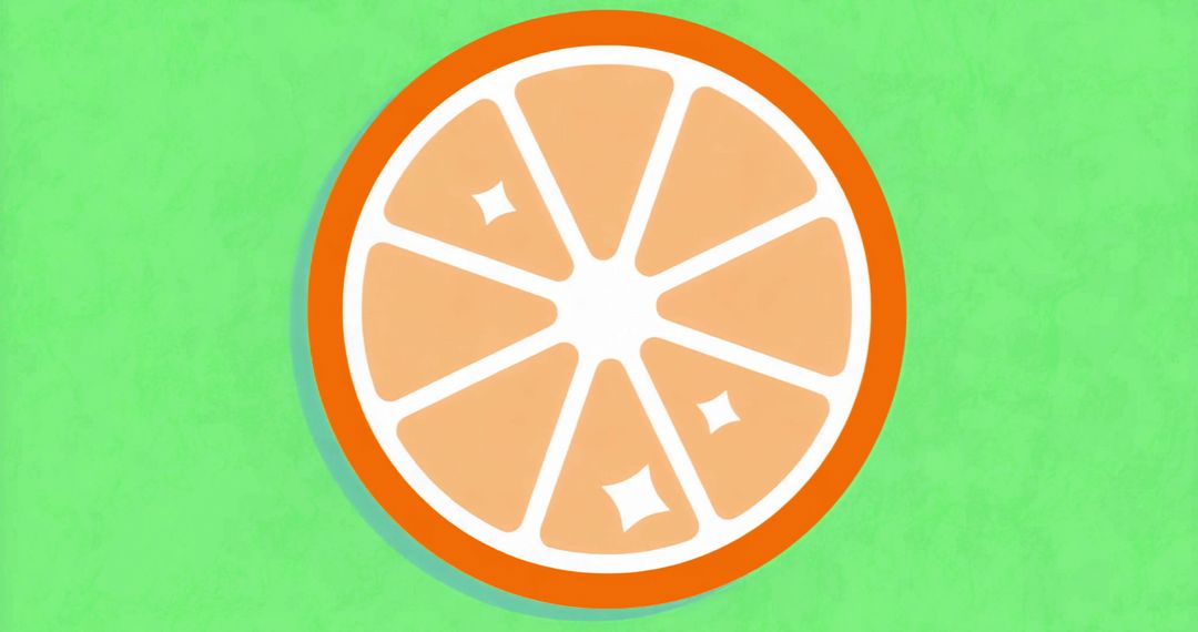 Stylized Orange Slice with Textured Green Background