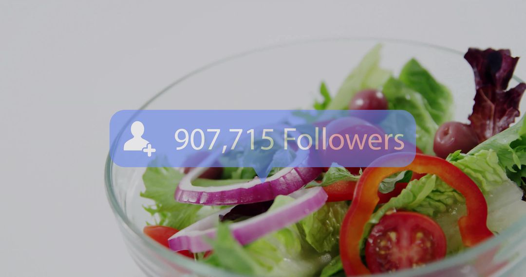 Social Media Follower Count Overlaid on Fresh Healthy Salad
