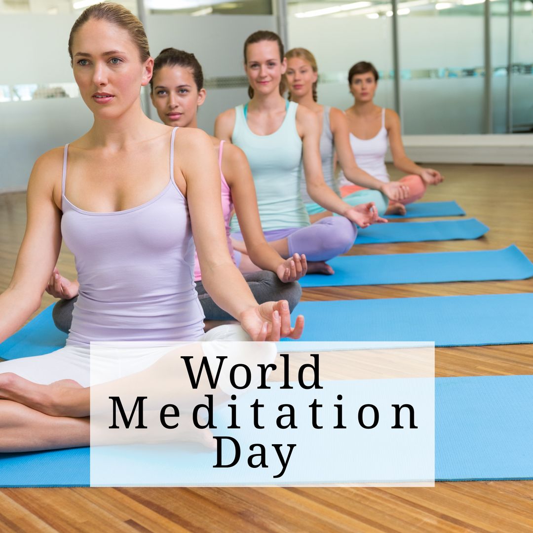 Group of Women Meditating in Yoga Studio on World Meditation Day - Download Free Stock Templates Pikwizard.com