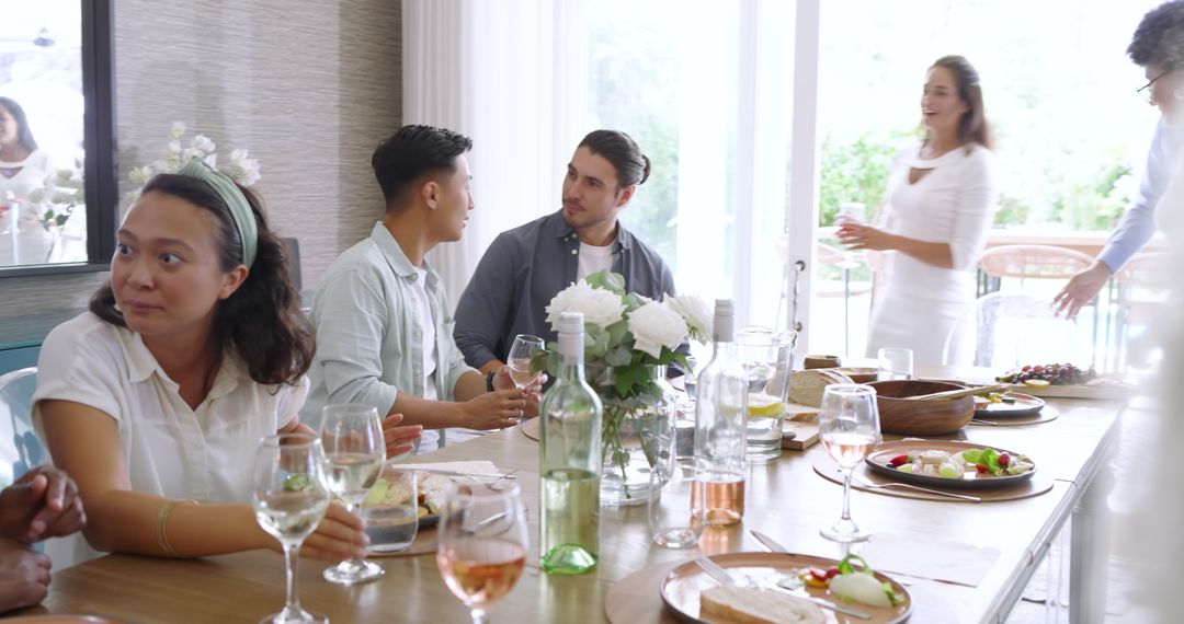 Friends Enjoying Lively Luncheon Gathering at Home