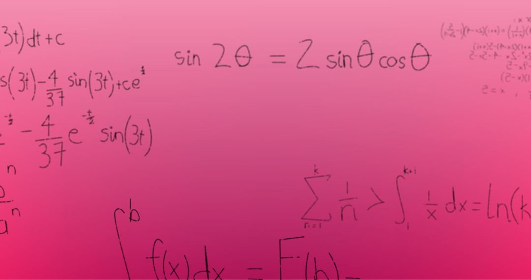 Mathematical Formulas on Pink Background for Study Concept