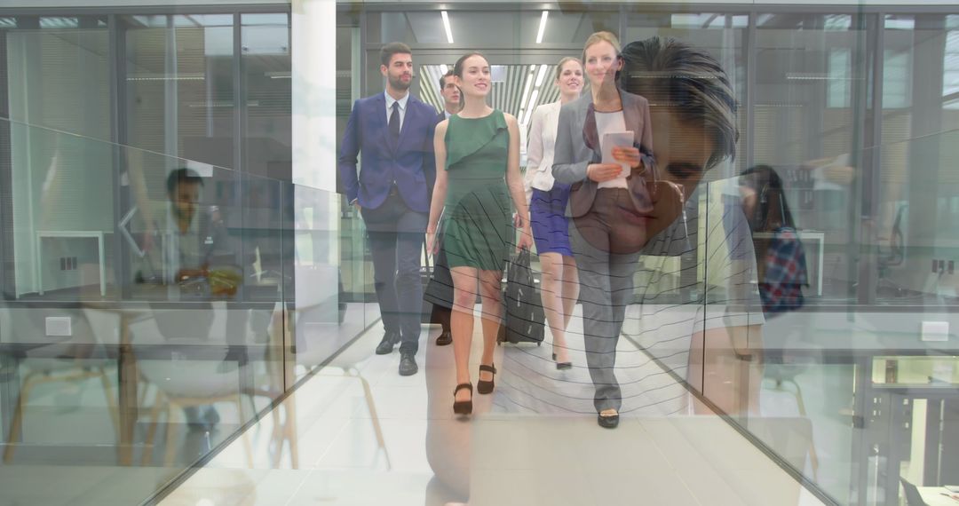 Blurry Business Environment with Digital Technology Overlay