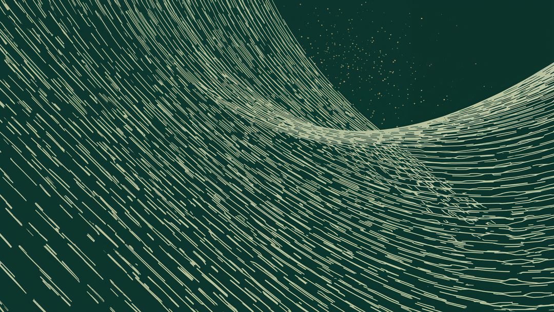 Futuristic Flowing Digital Abstract on Dark Green Canvas