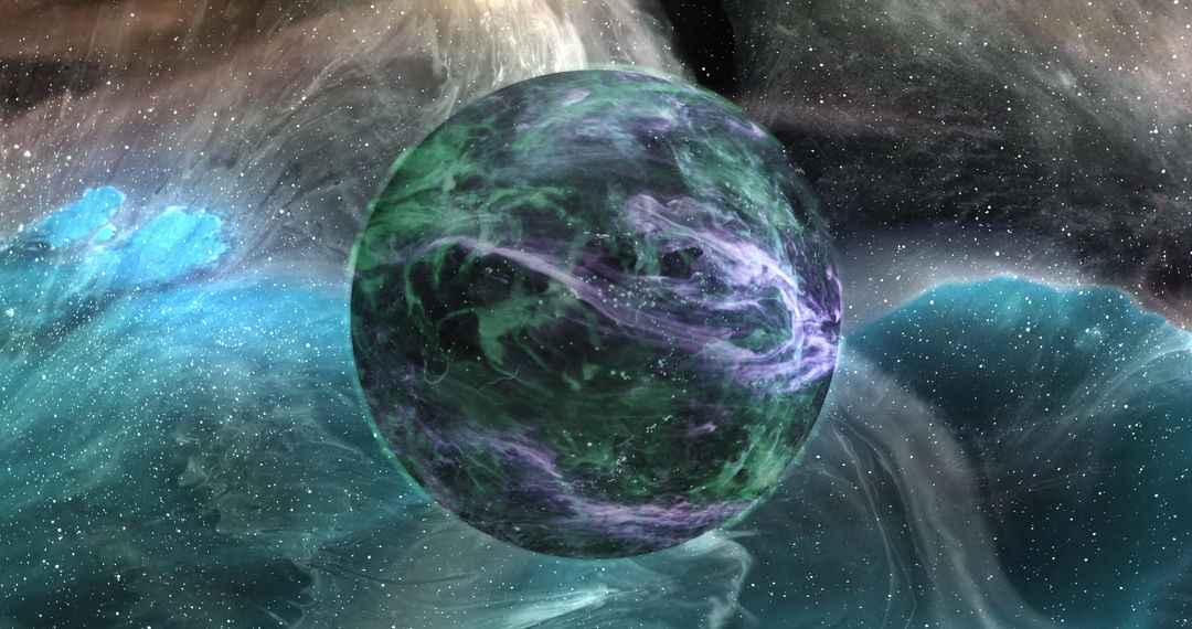 Mystical Green Planet in Vibrant Galaxy Background featuring Space Exploration - Free Images, Stock Photos and Pictures on Pikwizard.com