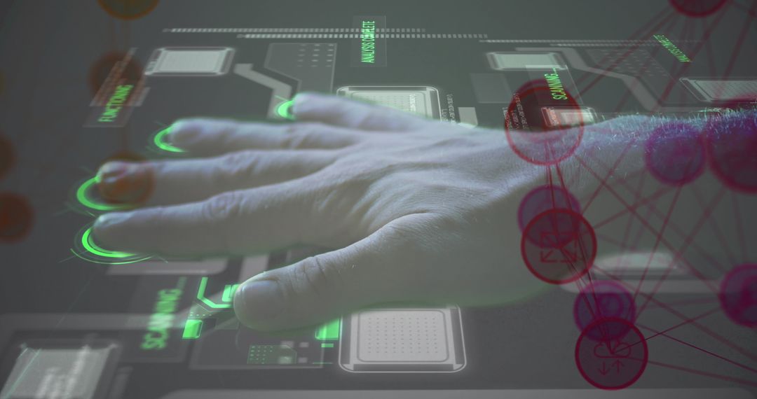 Hand Interacting with Futuristic Biometric Touch Screen Technology