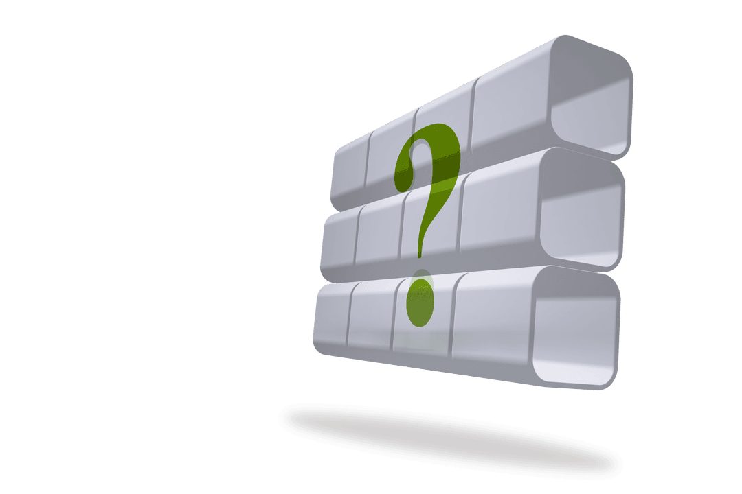 Transparent Digital Interface with Question Mark Symbol