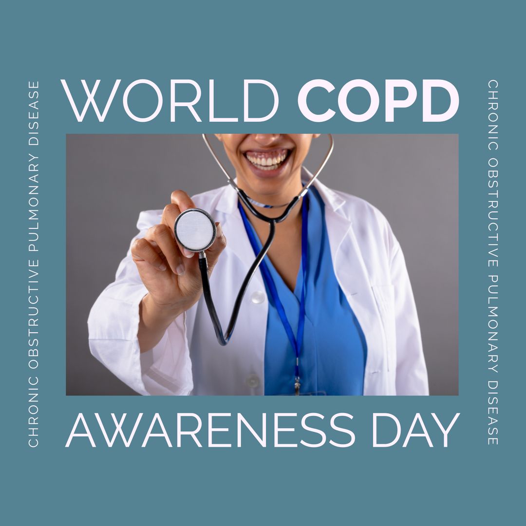 World COPD Awareness Day with Smiling Doctor Holding Stethoscope