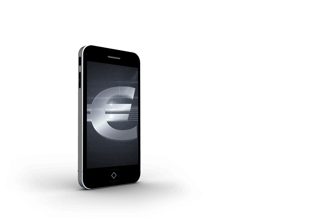 Euro Symbol on Transparent Smartphone Screen Background