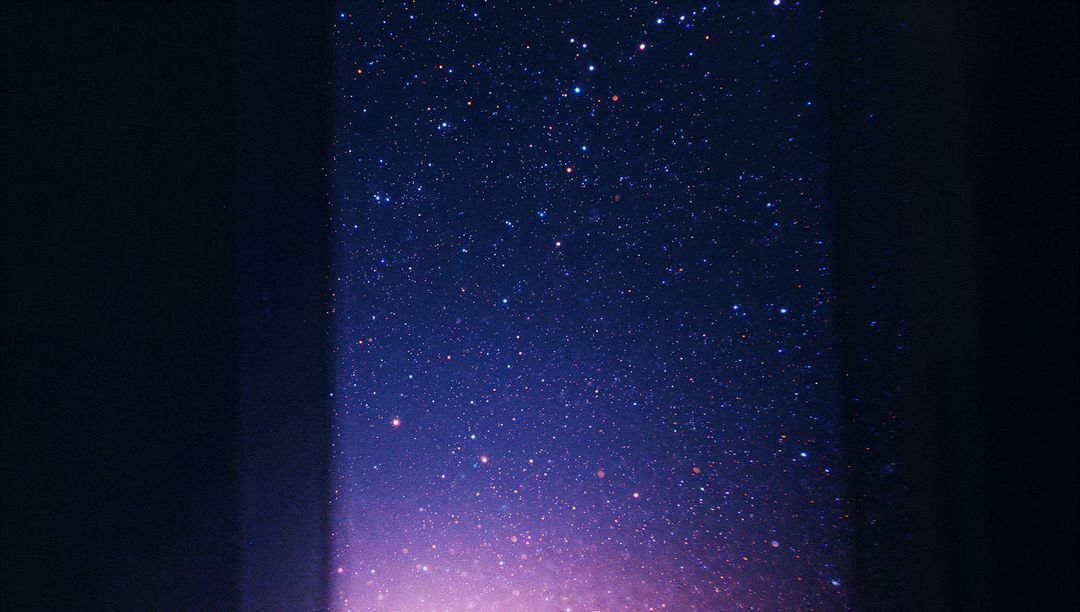 Starry Night Sky Seen Through Tall Window Frame