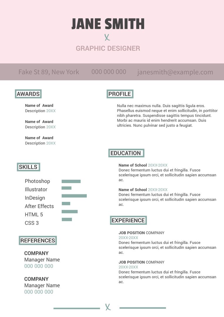 Minimalist Resume Template for Graphic Designer - Download Free Stock Templates Pikwizard.com