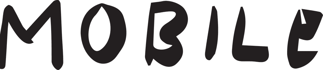 Bold Mobile Text Illustration on Transparent Background