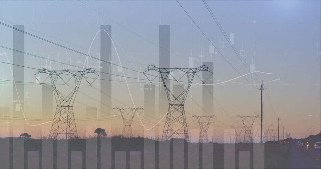Electricity Transmission Towers with Overlay of Graphs and Statistics
