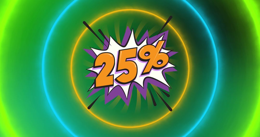Colorful Neon 25 Percent Discount Promotional Sign
