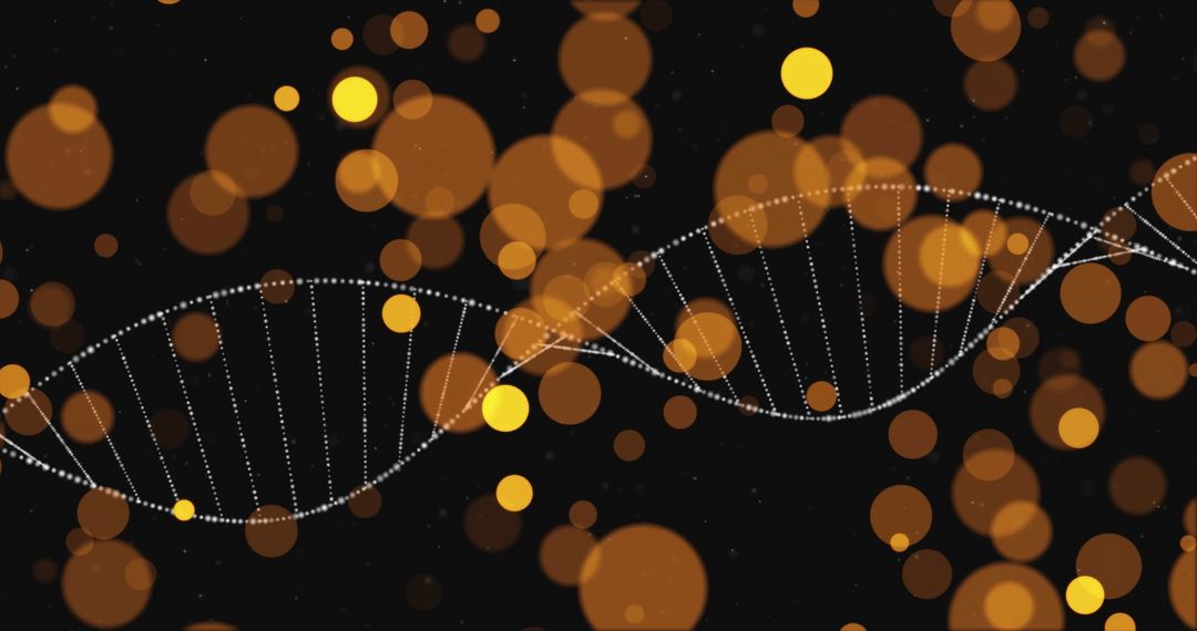 Futuristic DNA Strand with Vibrant Digital Elements