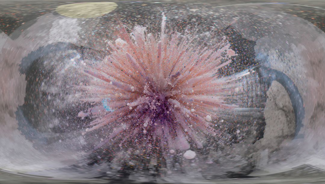 Abstract Digital Sphere with Radiating Spiky Elements in Virtual Space