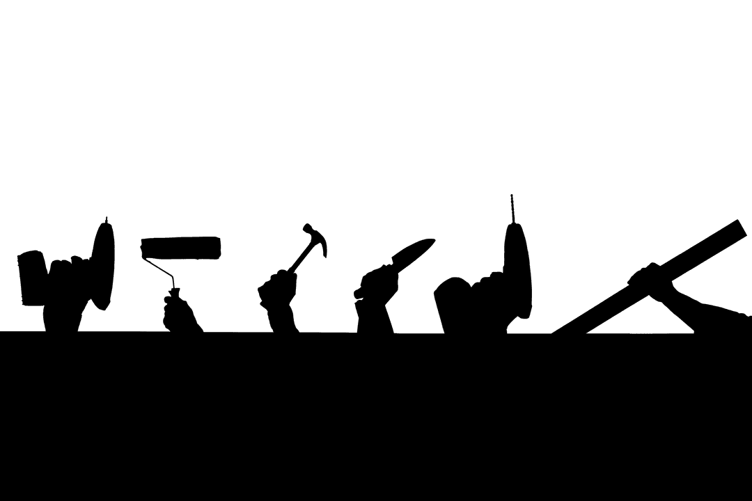 Transparent Tools in Workers Hands Illustration Vector