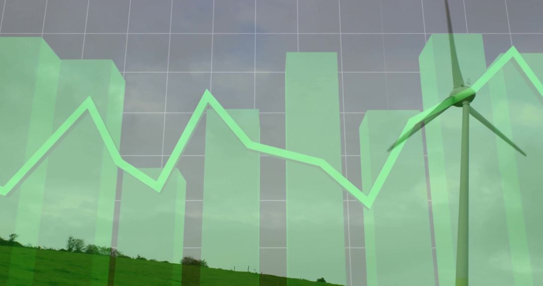 Wind Turbine and Data Graphics Merging Natural Energy Concepts