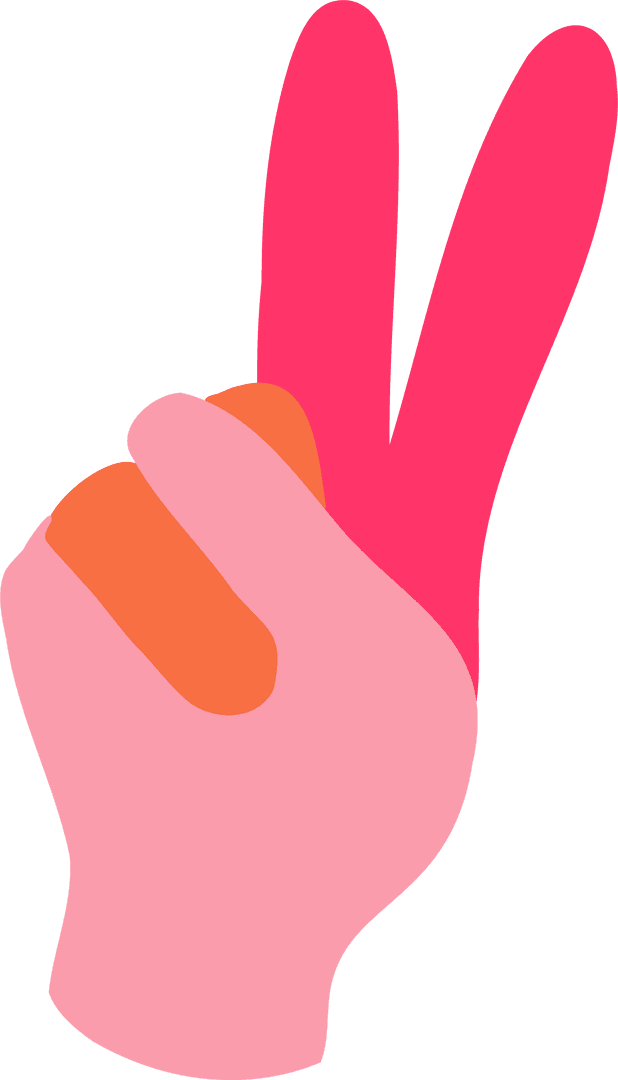 Pastel Peace Hand Gesture Vector on Transparent Background