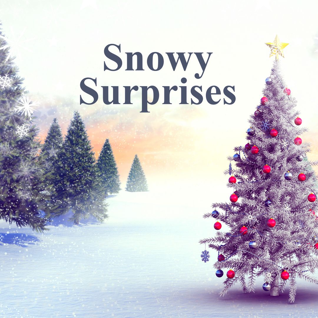 Christmas Trees in Icy Winter Wonderland Setting