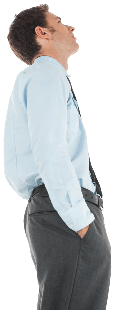 Transparent Focused Businessman Standing Side View