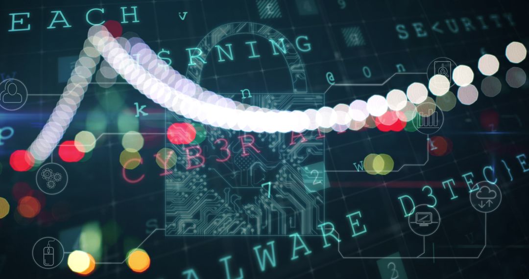 Futuristic Cyber Security Interface with Digital Locks and Threat Alerts