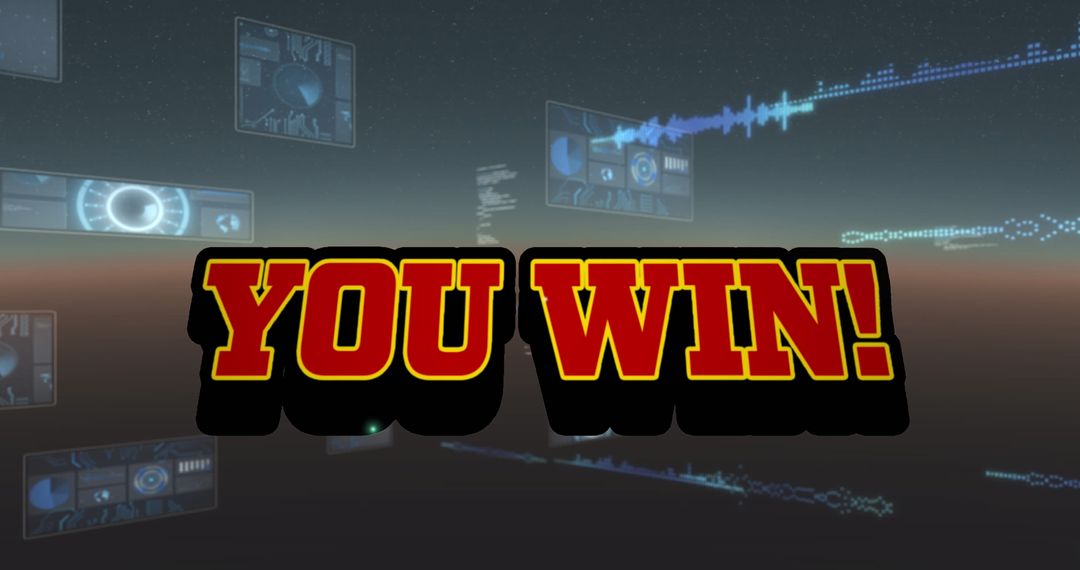 Victorious Game Screen with Virtual Data Interface