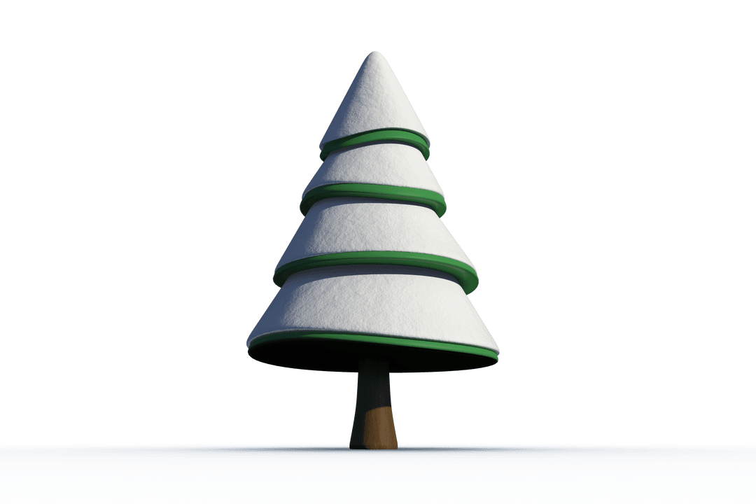 Simple White Snow-Covered Christmas Tree on Transparent Background