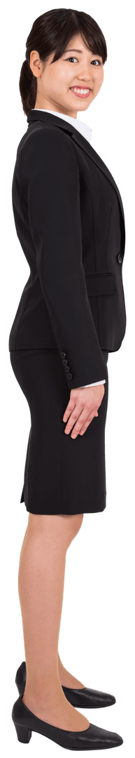 Asian Businesswoman Smiling in Formal Attire on Transparent Background