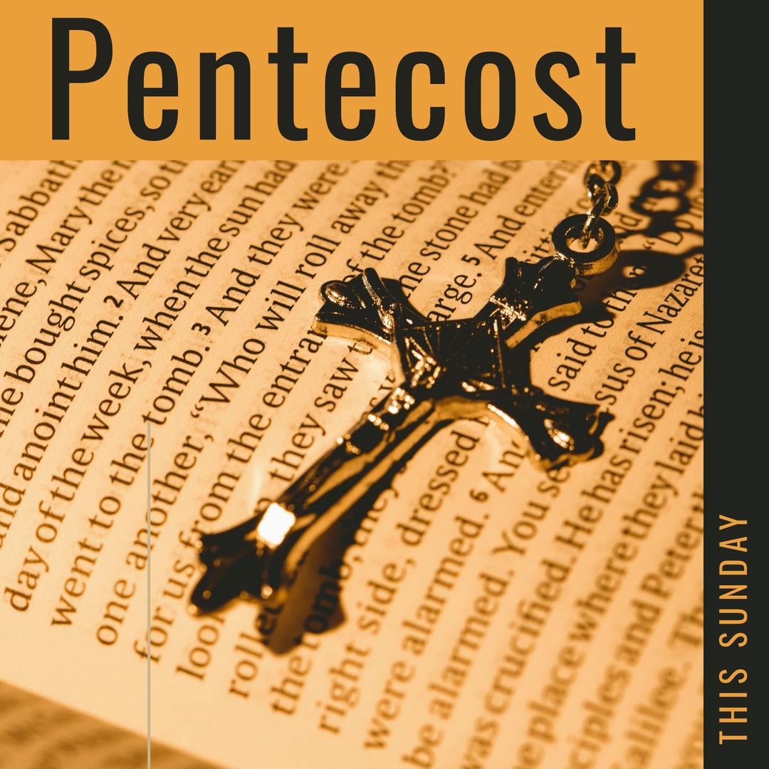 Catholic Rosary Over Scripture with Pentecost Theme