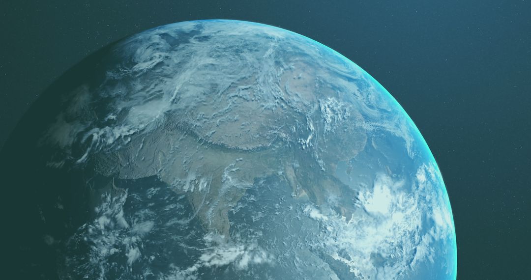 Digital Interface World View with Interactive Icons