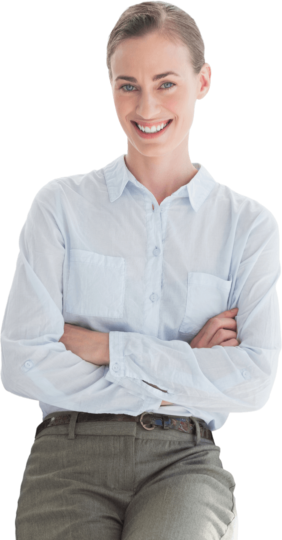 Confident Businesswoman in Smart Casual Attire on Transparent Background
