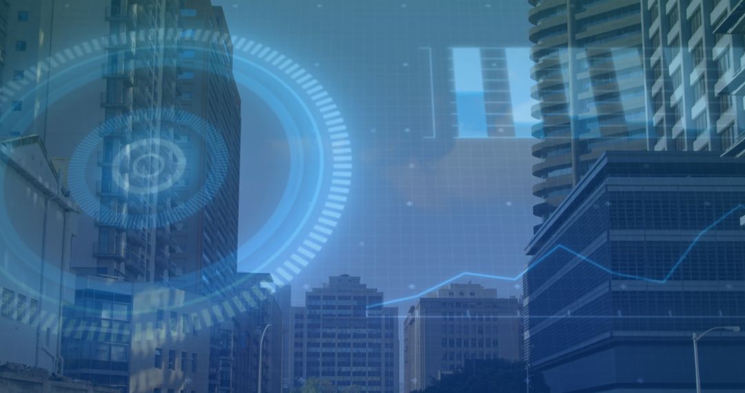 Digital Data Interface in Urban Cityscape Concept