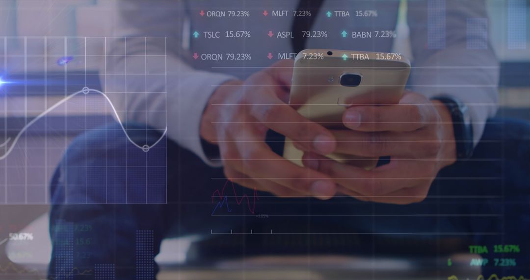 Businessman Analyzing Digital Finance Data on Smartphone