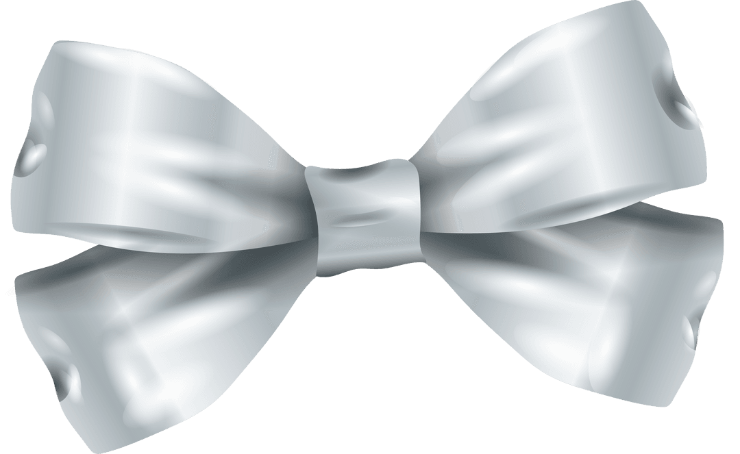 Elegant Metallic Silver Ribbon Bow on Transparent Background