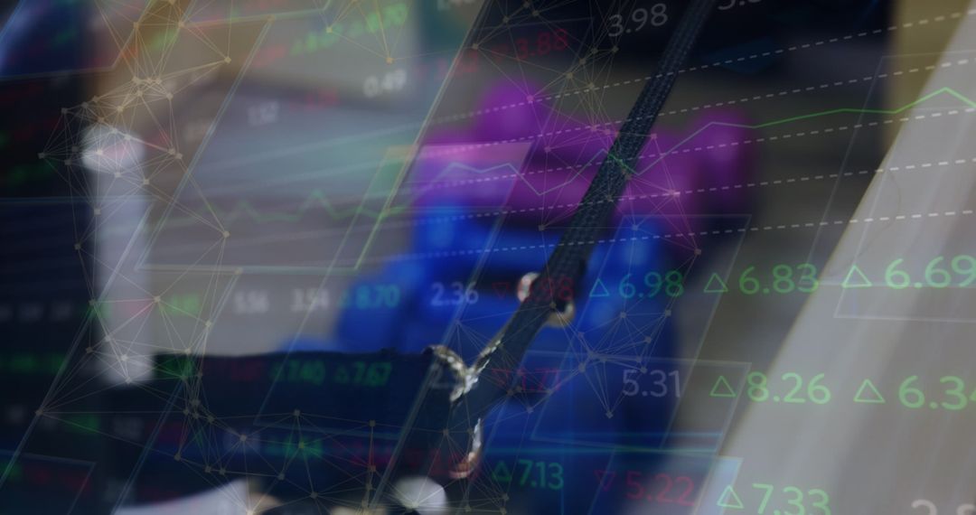 Businesswoman Using Smartphone Amidst Virtual Data and Technology Network