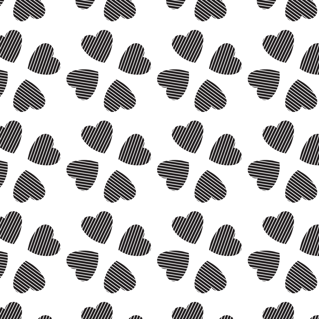 Abstract Black Hearts Pattern on Transparent Background