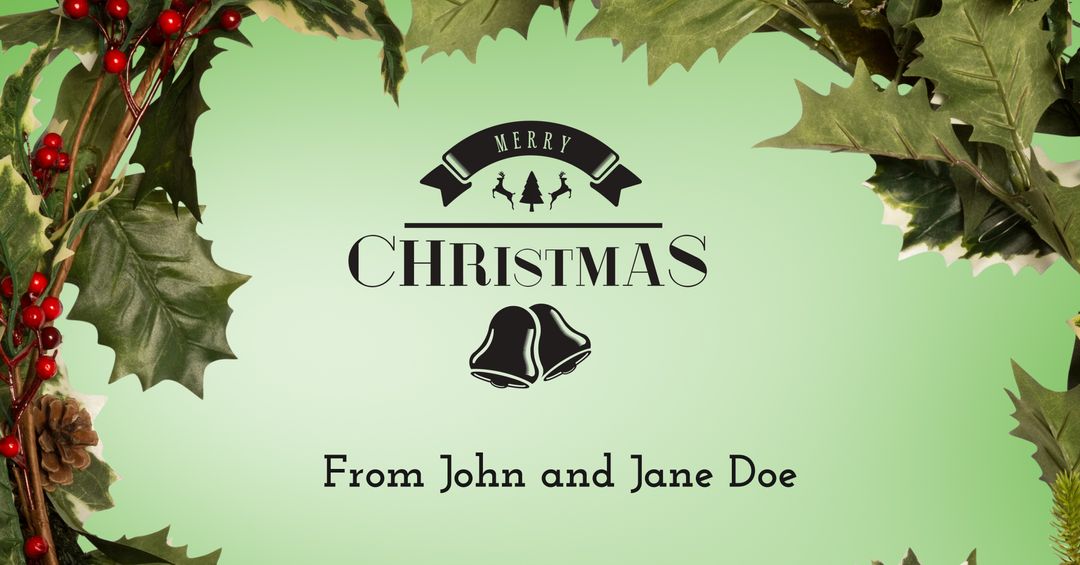 Christmas Greetings with Holly and Personalized Festive Decor