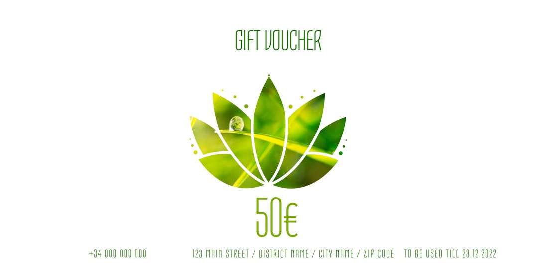 Green Lotus Gift Voucher Design with Modern Minimalist Look