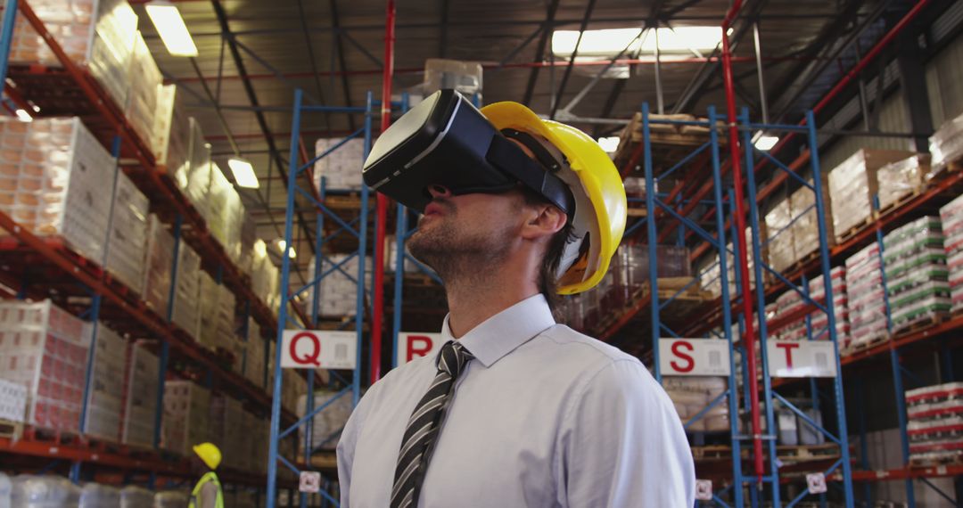 Warehouse Worker Using VR in Logistic Facility - Free Images, Stock Photos and Pictures on Pikwizard.com