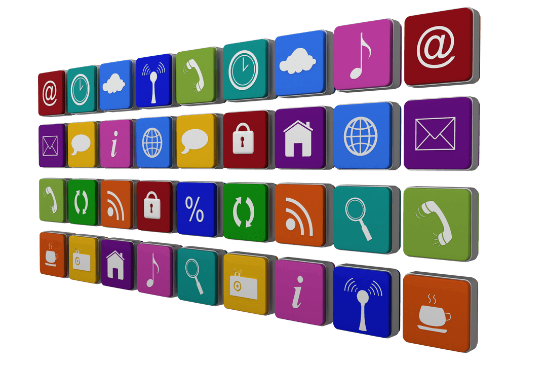 Digital Icons on Transparent Background for Online Use