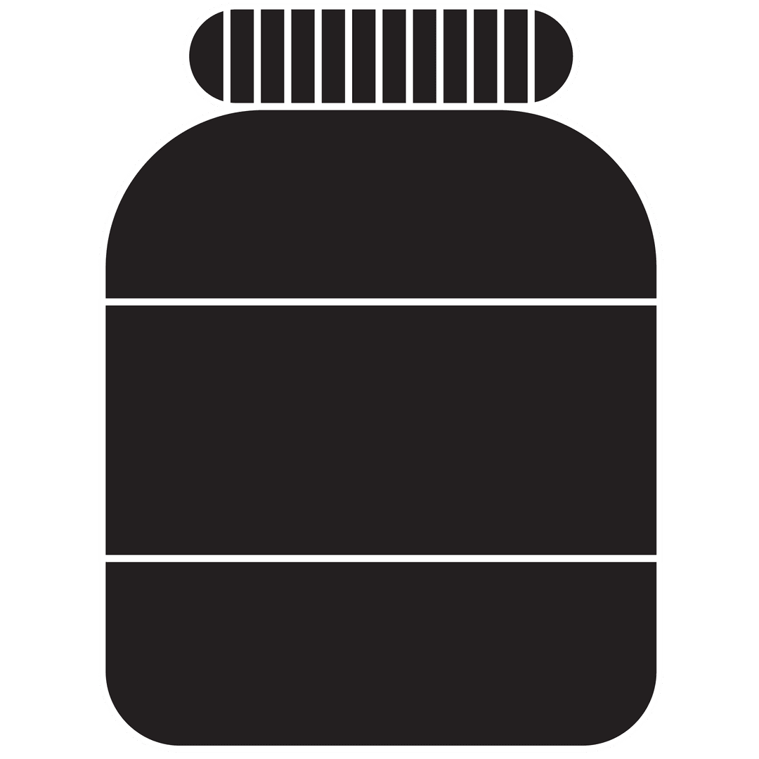 Simple Black Jar Icon with Transparent Background for Designs