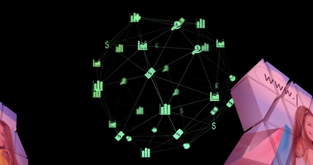 Global Digital Network Interface and Financial Web Connections Concept
