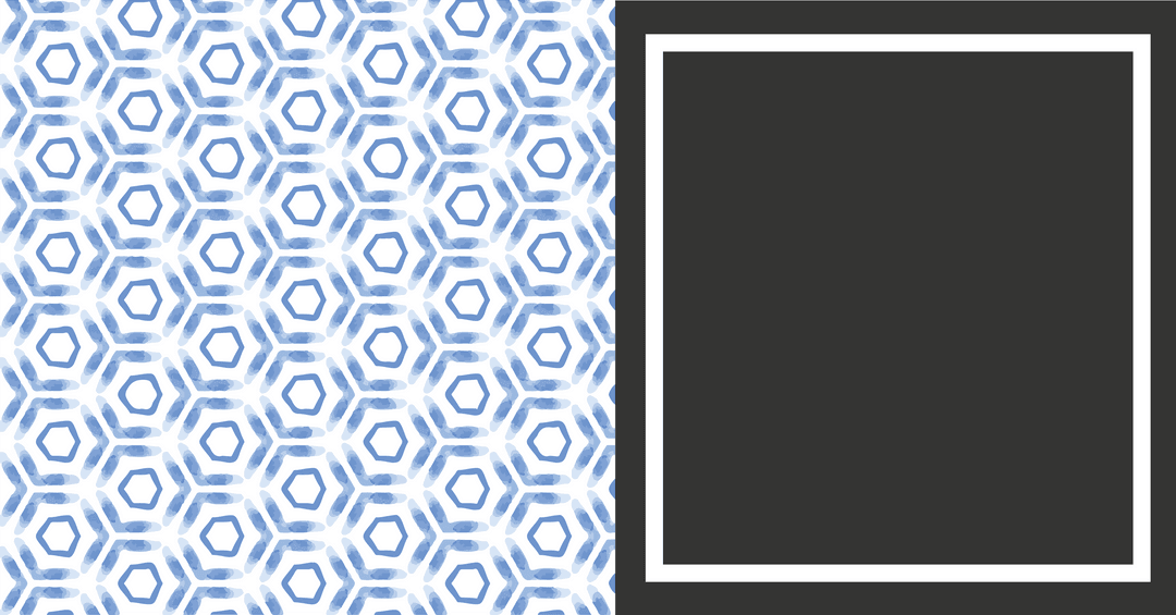 Abstract Geometric Black Frame and Blue Pattern on Transparent Background