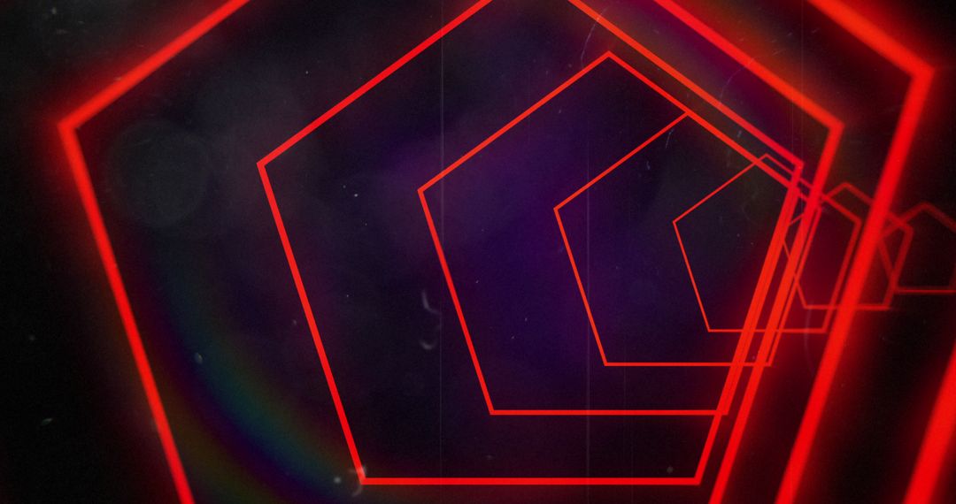 Abstract Geometric Neon Tunnel with Red Glow