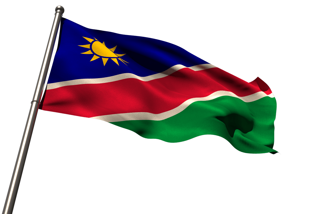 Transparent Wave of the Namibia Flag in Breezy Sky