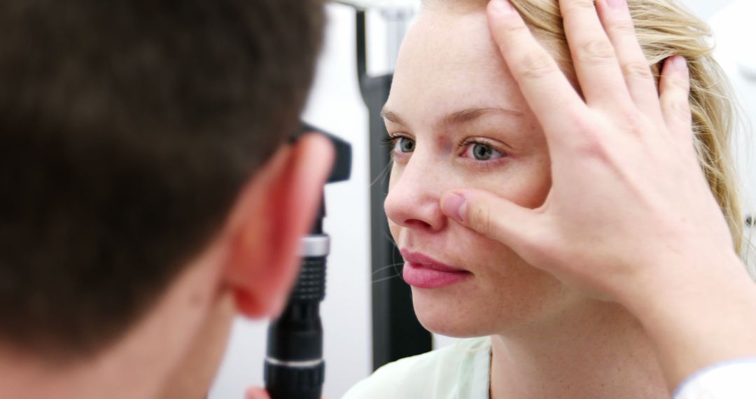 Female Patient Undergoing Eye Examination by Ophthalmologist - Free Images, Stock Photos and Pictures on Pikwizard.com