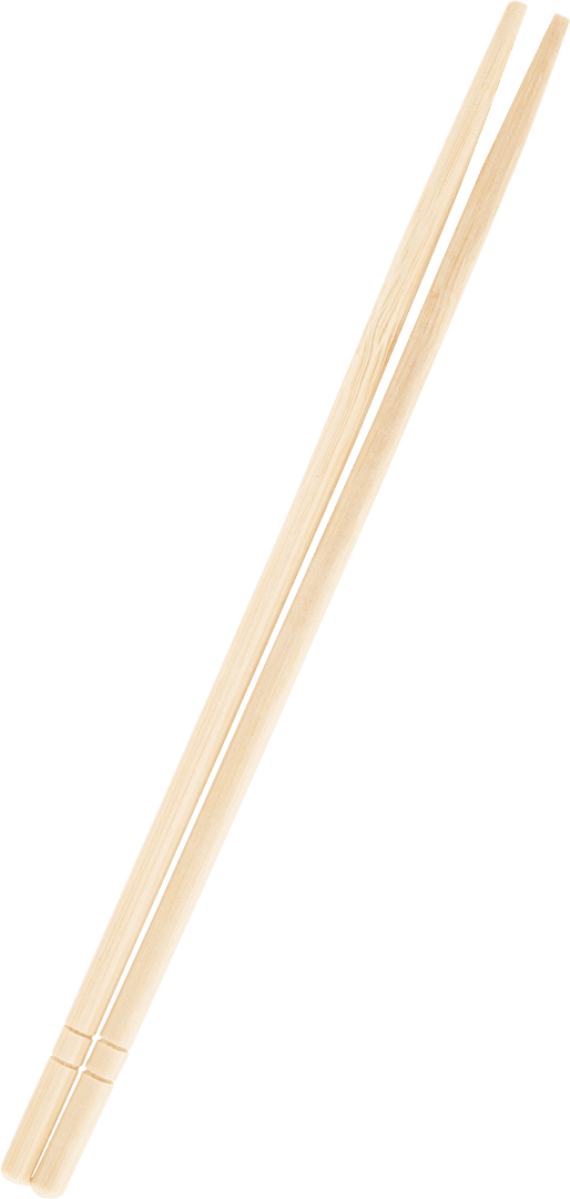 Close Up of Wooden Chopsticks on Transparent Background