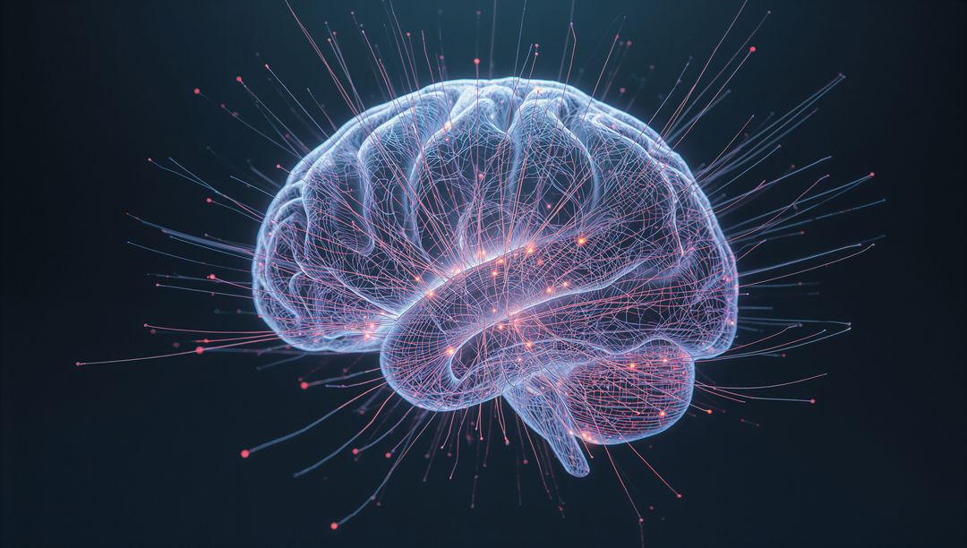 Digital Brain with Glowing Networks Showcasing Neural Connections