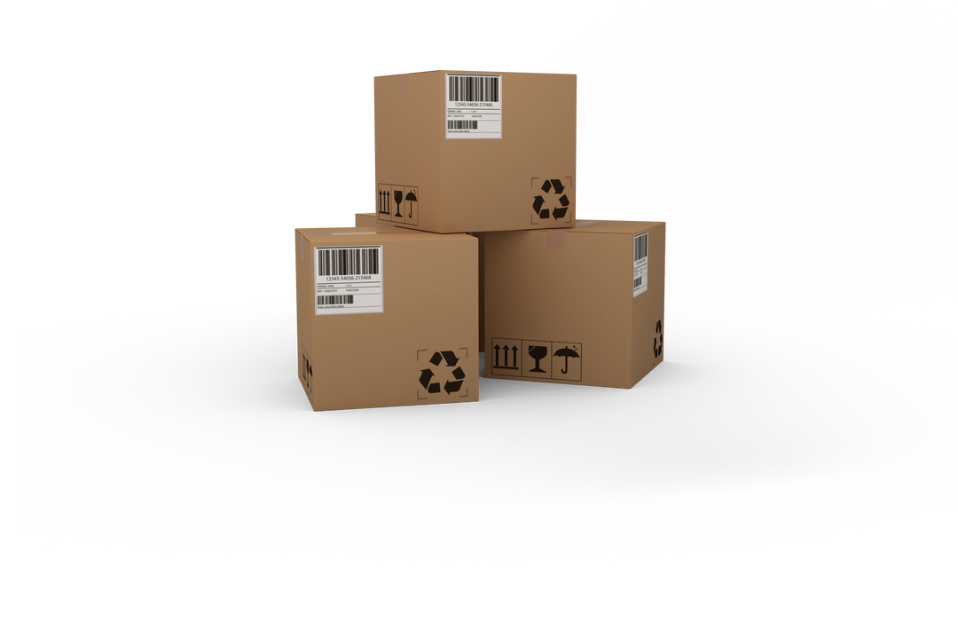 Three Cardboard Boxes with Shipping Labels on Transparent Background - Download Free Stock Images Pikwizard.com