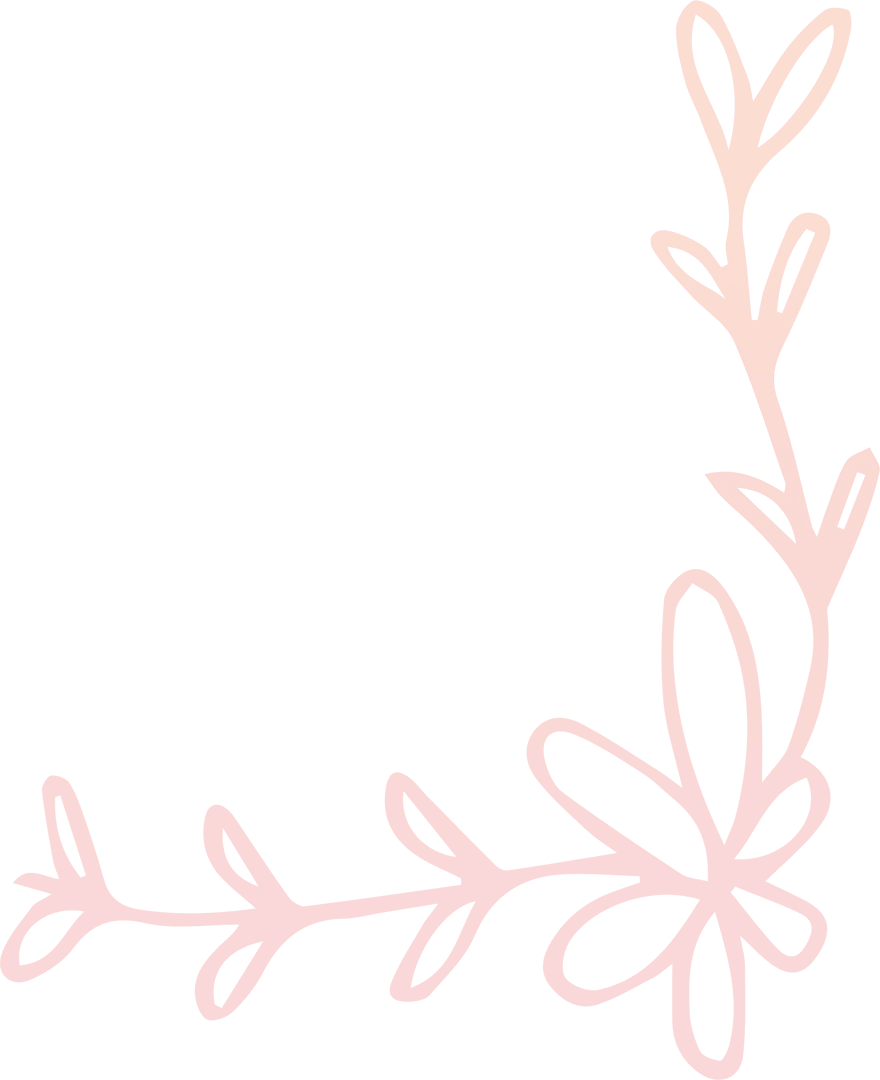 Elegant Pink Floral Corner Design on Transparent Background